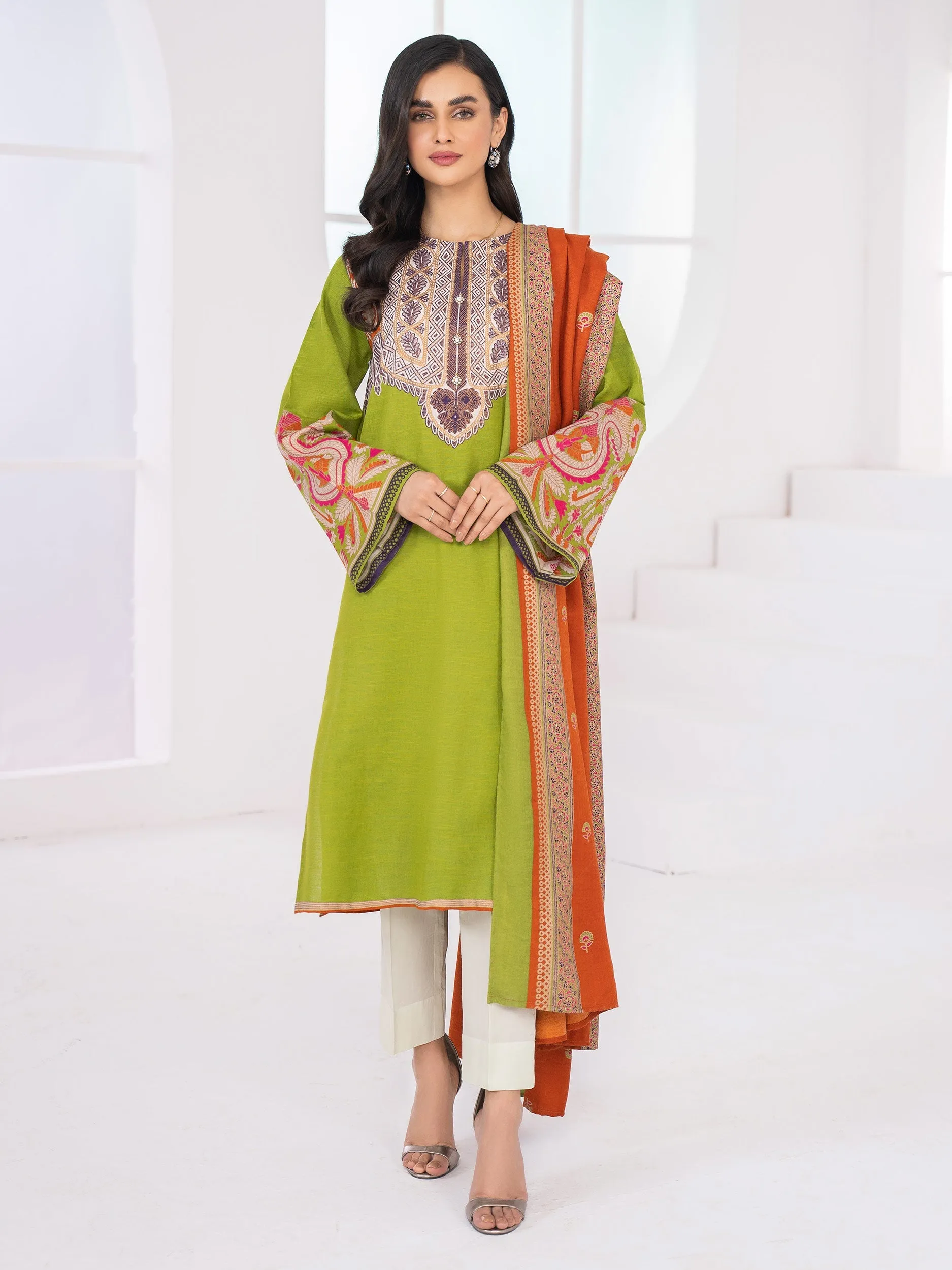 2 Piece Khaddar Suit-Pasted (Unstitched)