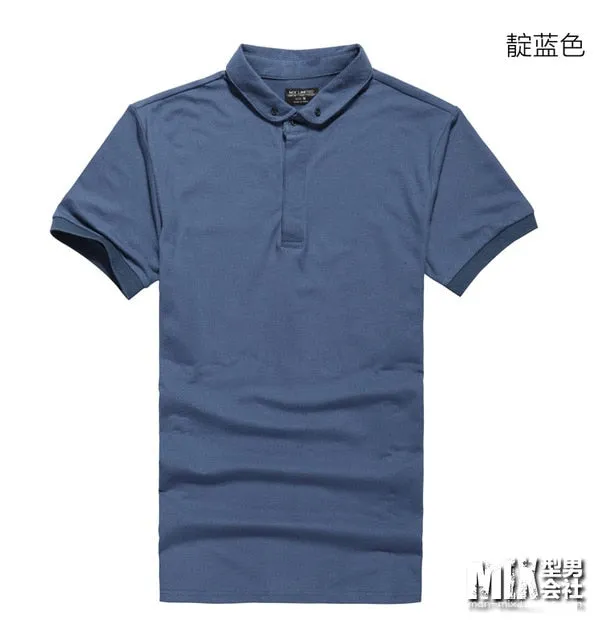 2017 New Men Mandarin Collar Short Sleeve Cotton Casual Polo Shirt Men Fashion Summer Breathable Polos Mens Designer Polo Shirts