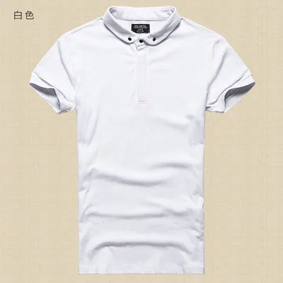 2017 New Men Mandarin Collar Short Sleeve Cotton Casual Polo Shirt Men Fashion Summer Breathable Polos Mens Designer Polo Shirts