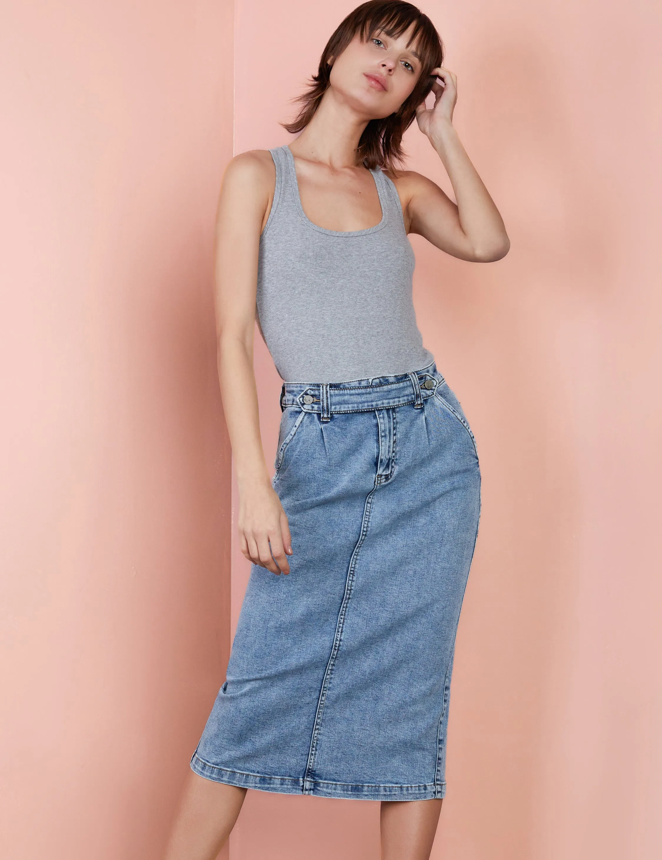 Ahoy Midi Denim Skirt