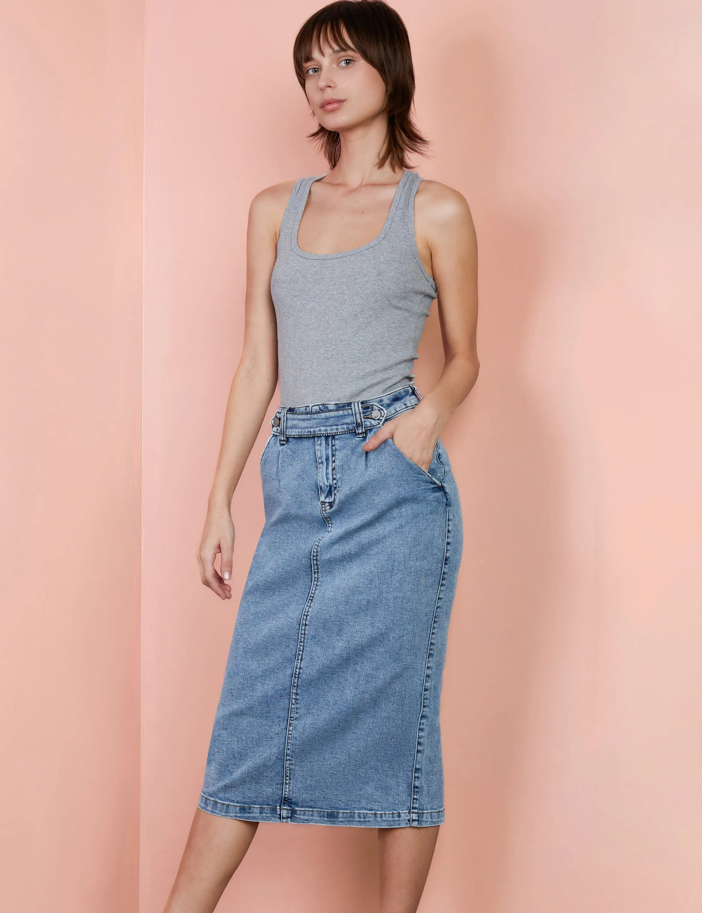 Ahoy Midi Denim Skirt