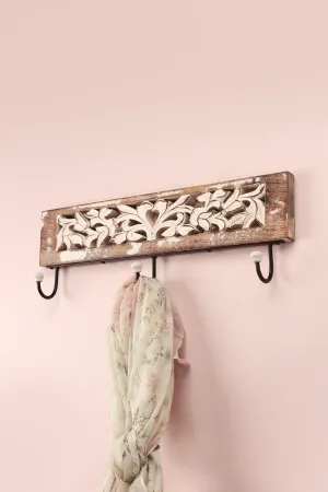 Antique Heart with Plants Reclaimed Wooden Coat Hook Set