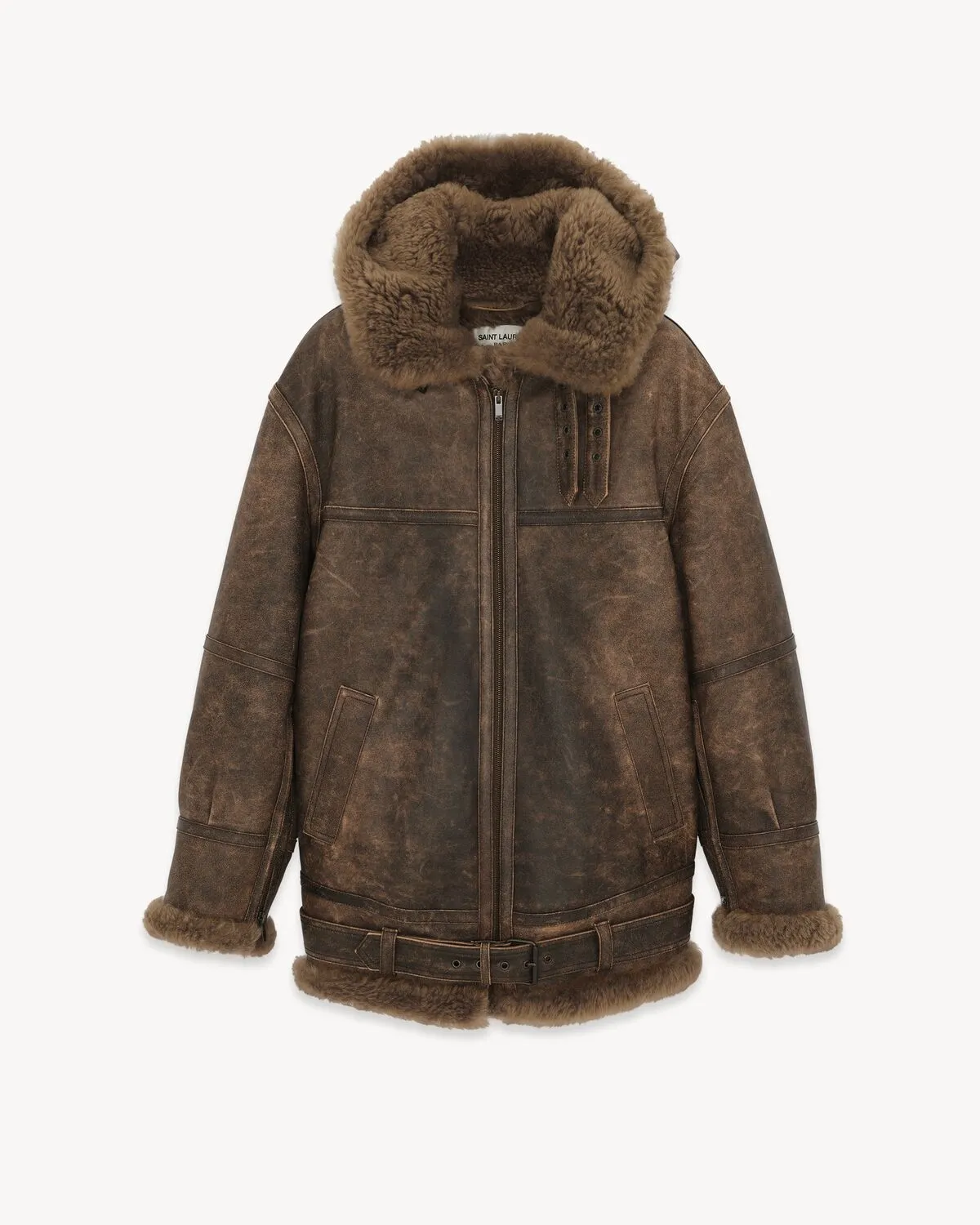 Aviator Jacket In Aged Lambskin And Shearling