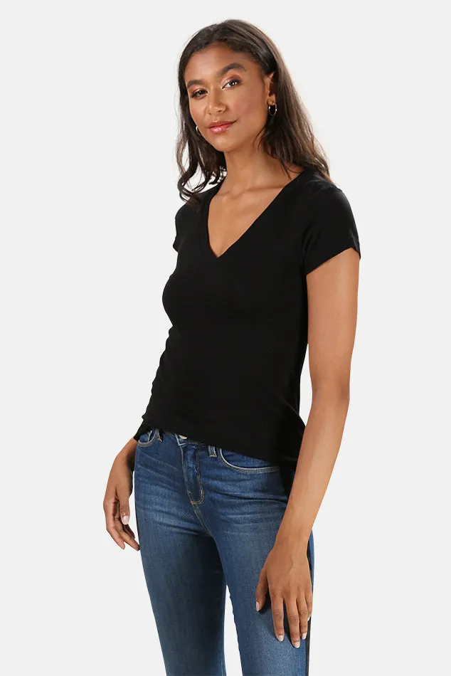 Becca V Neck Tee Black