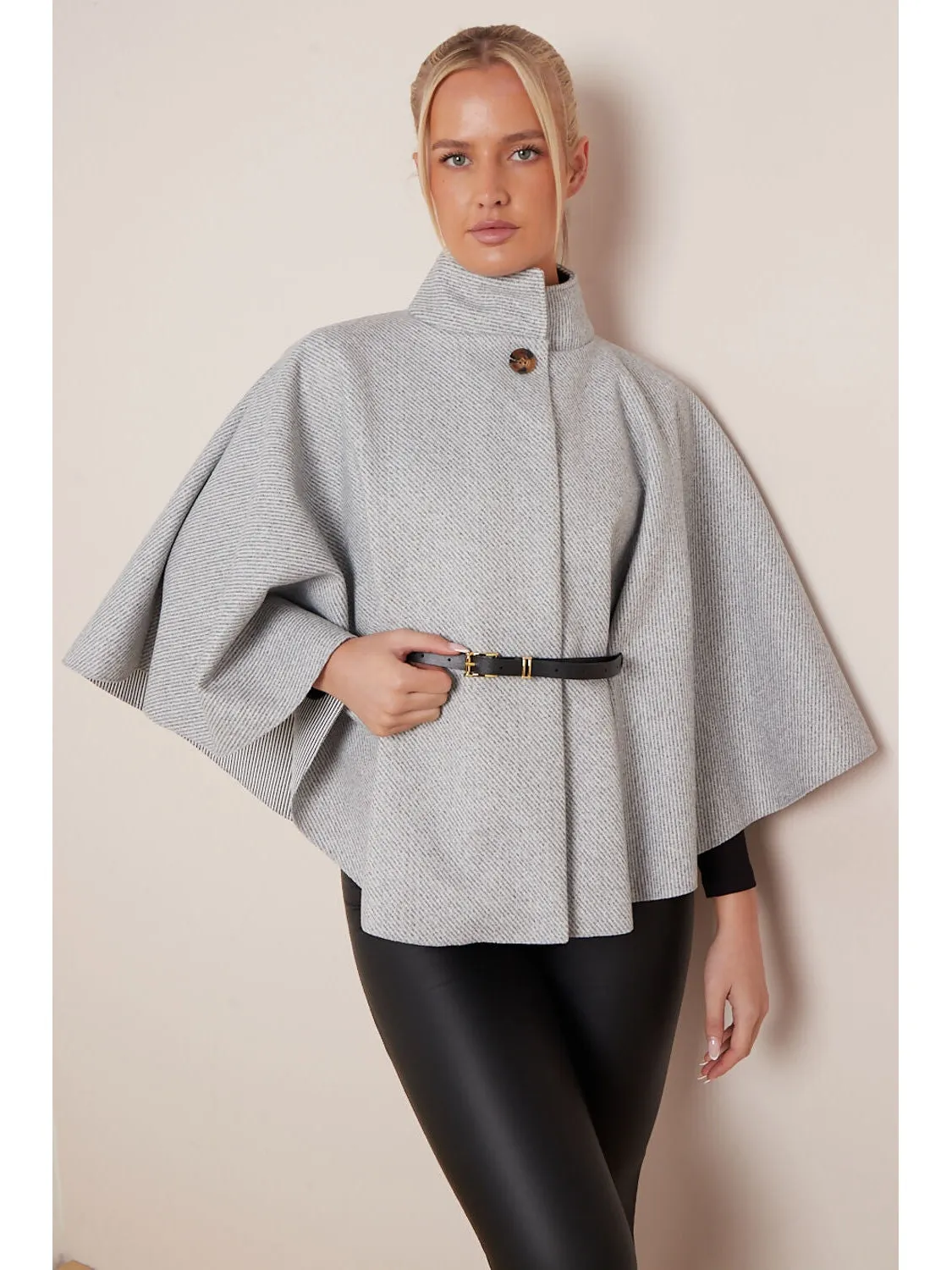 Belted Cape Coat | Women's Stylish Cape Jacket