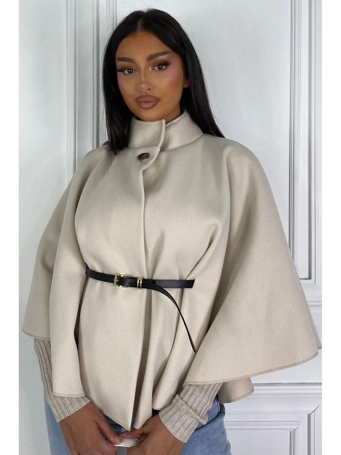 Belted Cape Coat | Women's Stylish Cape Jacket