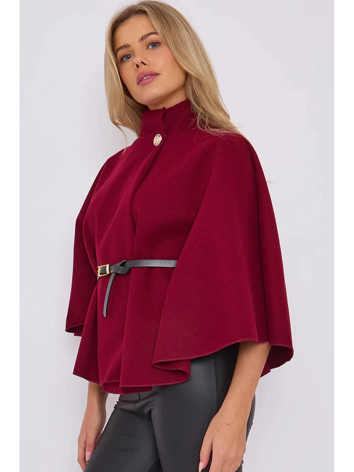 Belted Cape Coat | Women's Stylish Cape Jacket