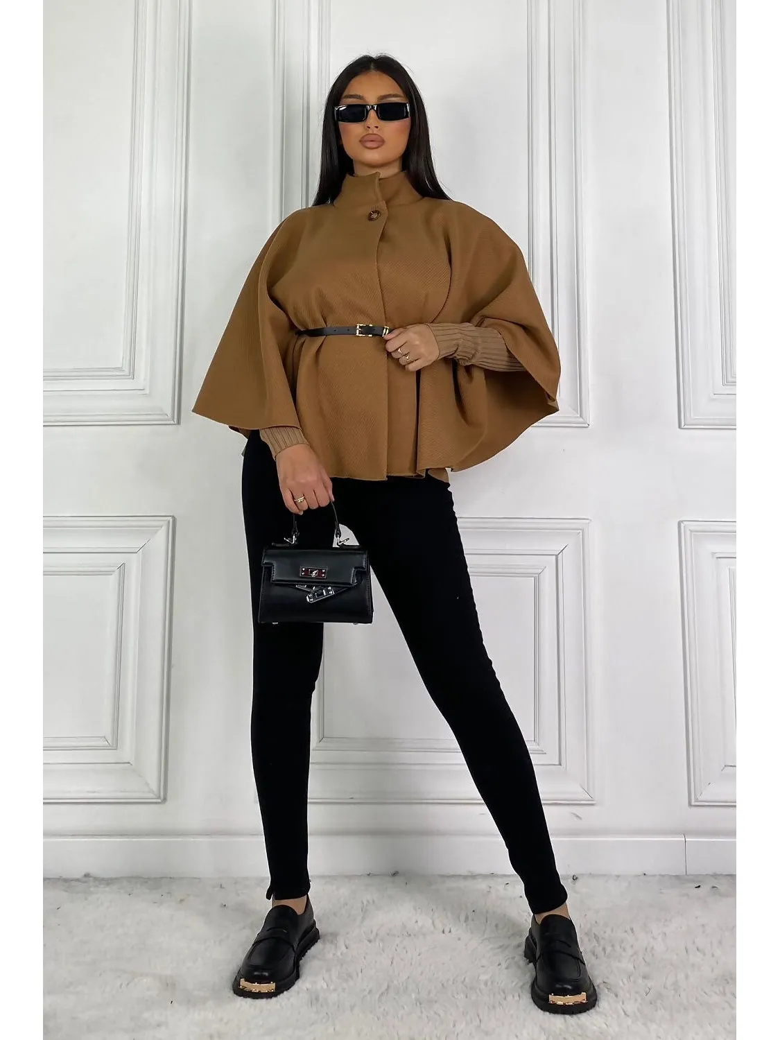 Belted Cape Coat | Women's Stylish Cape Jacket