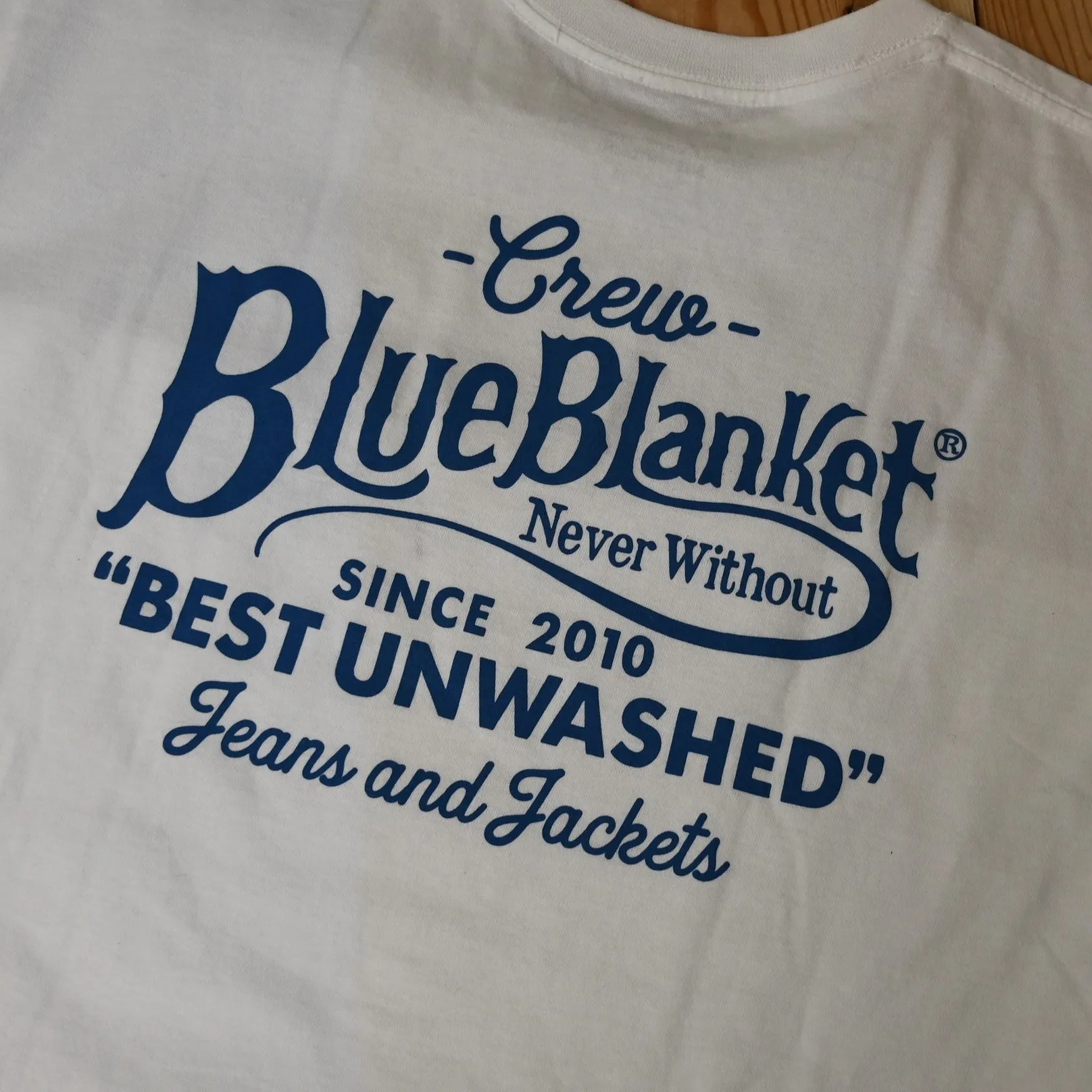 Blue Blanket White T-Shirt with Logo in 100% Cotton