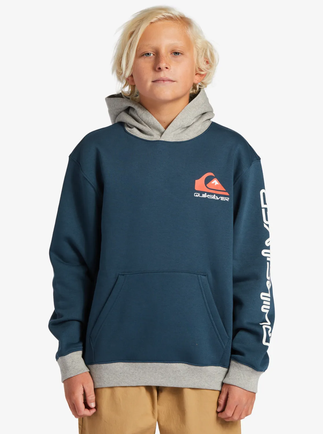 Boys 8-16 Omni Logo Block Hood Pullover Sweatshirt - Midnight Navy