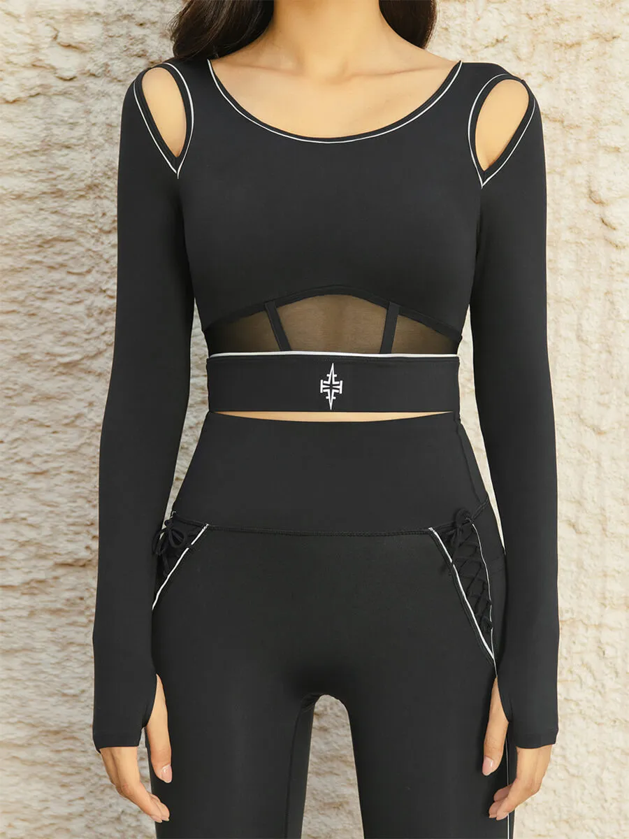 Breathable Mesh Long Sleeve Sports Bra