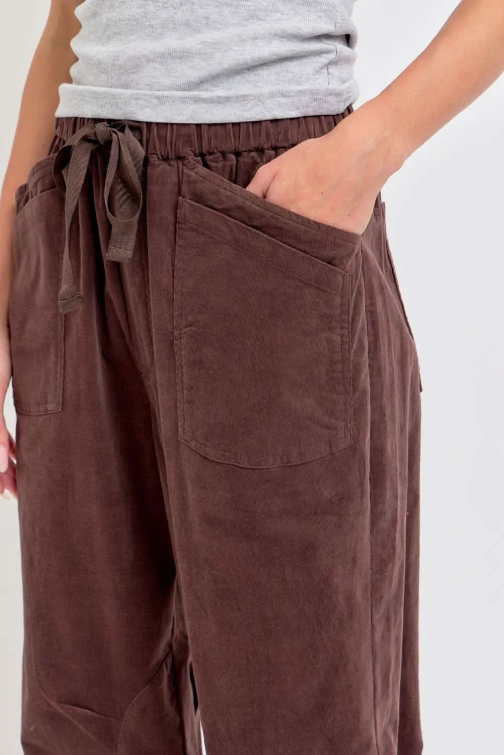 Brown Corduroy Pull-On Joggers