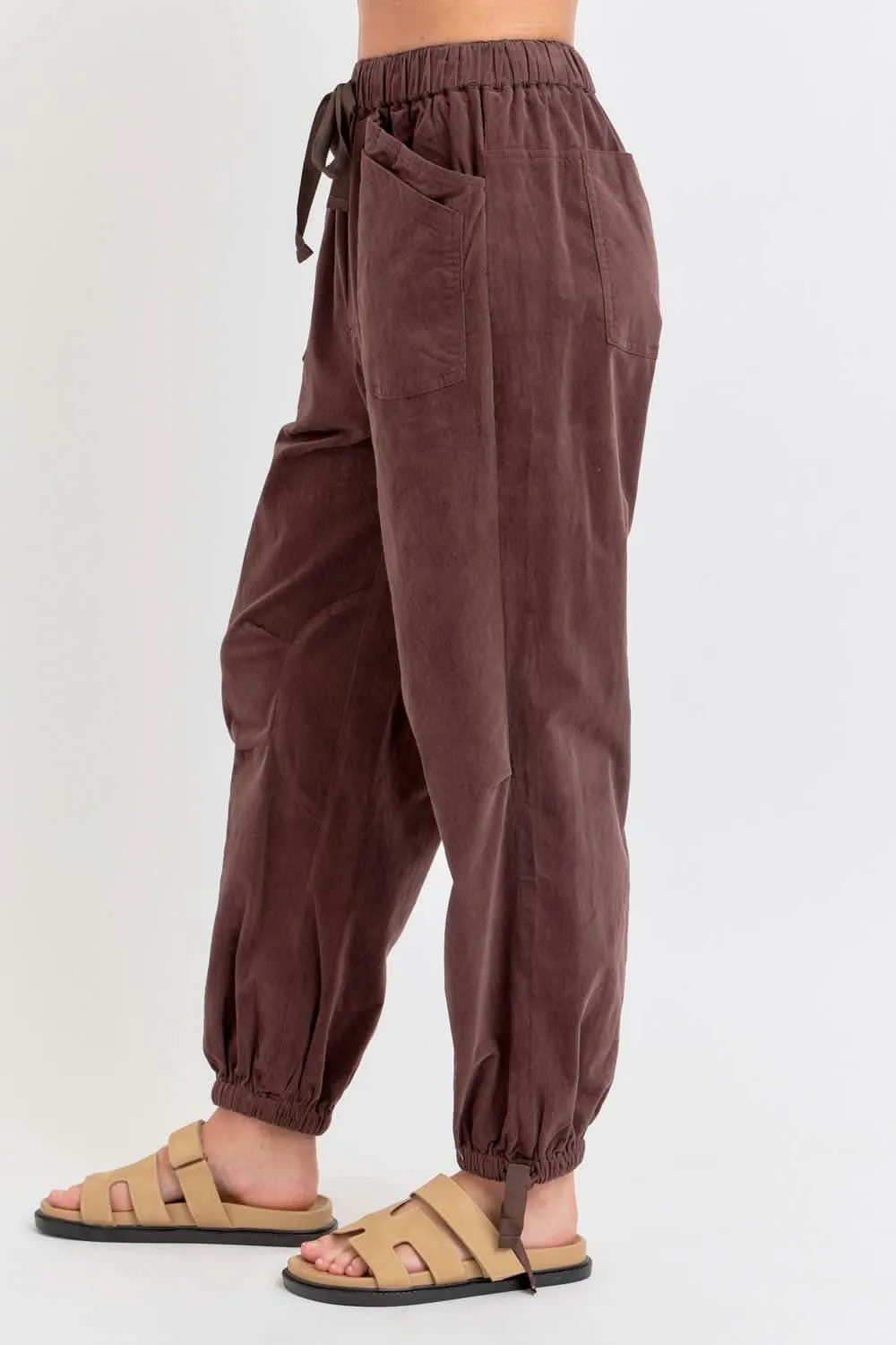 Brown Corduroy Pull-On Joggers