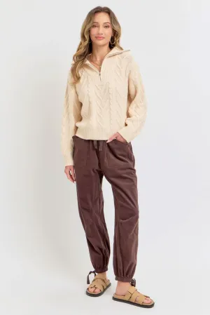 Brown Corduroy Pull-On Joggers