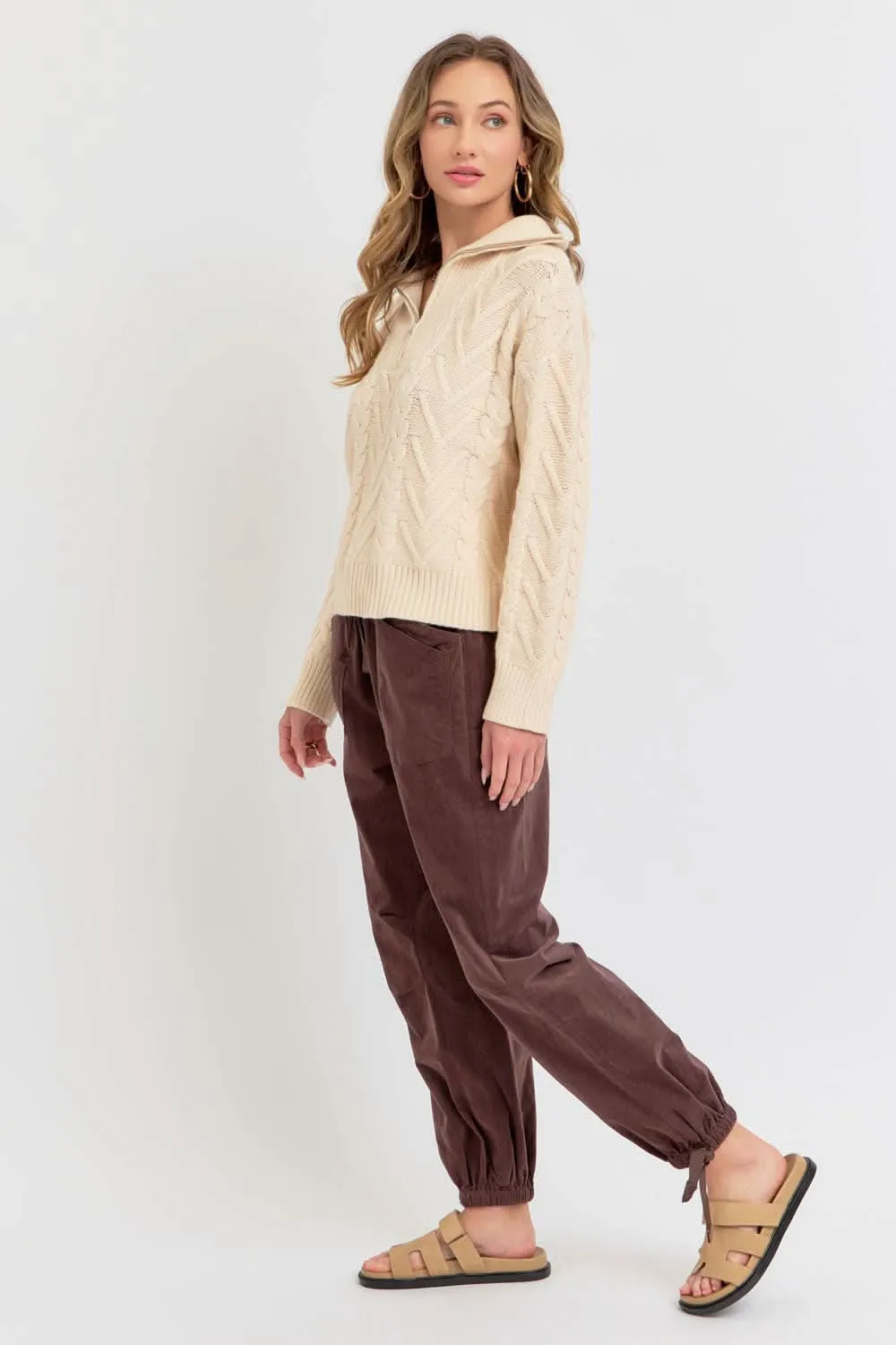 Brown Corduroy Pull-On Joggers