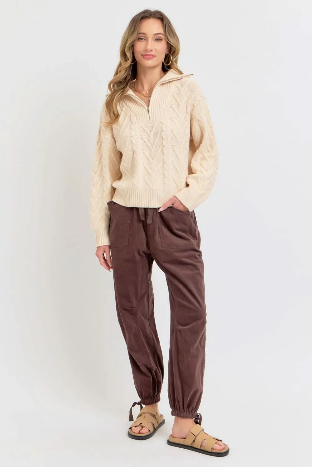 Brown Corduroy Pull-On Joggers