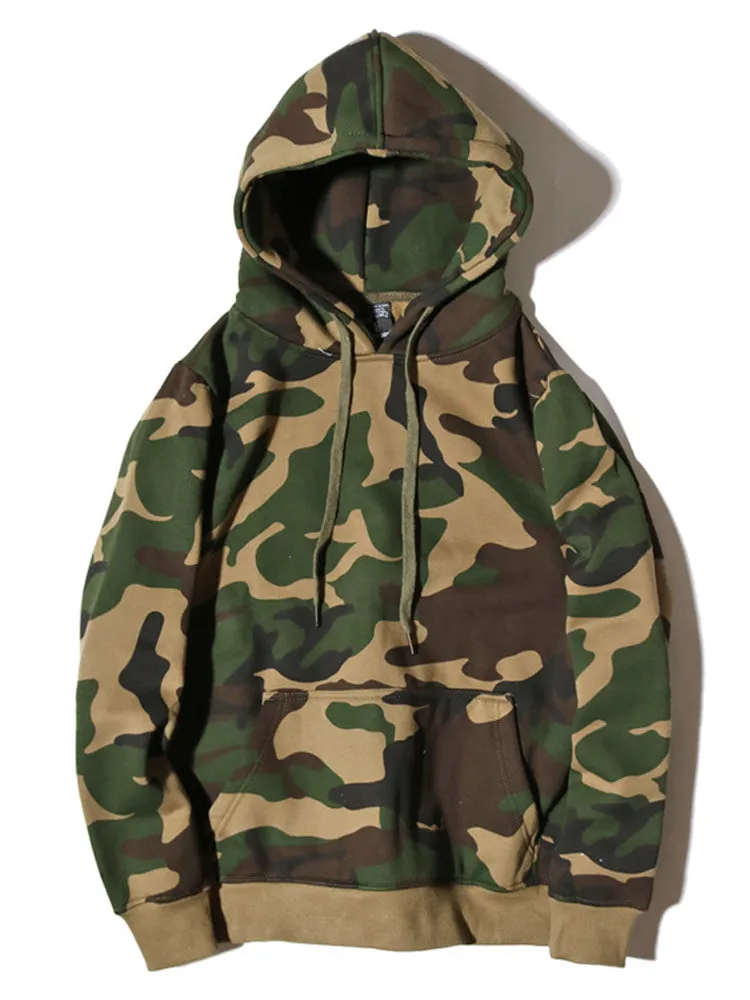 Camouflage Velvet Loose Fitting Hoodie