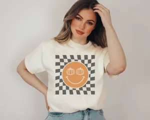 Checker Pumpkin Smiley Graphic Tee