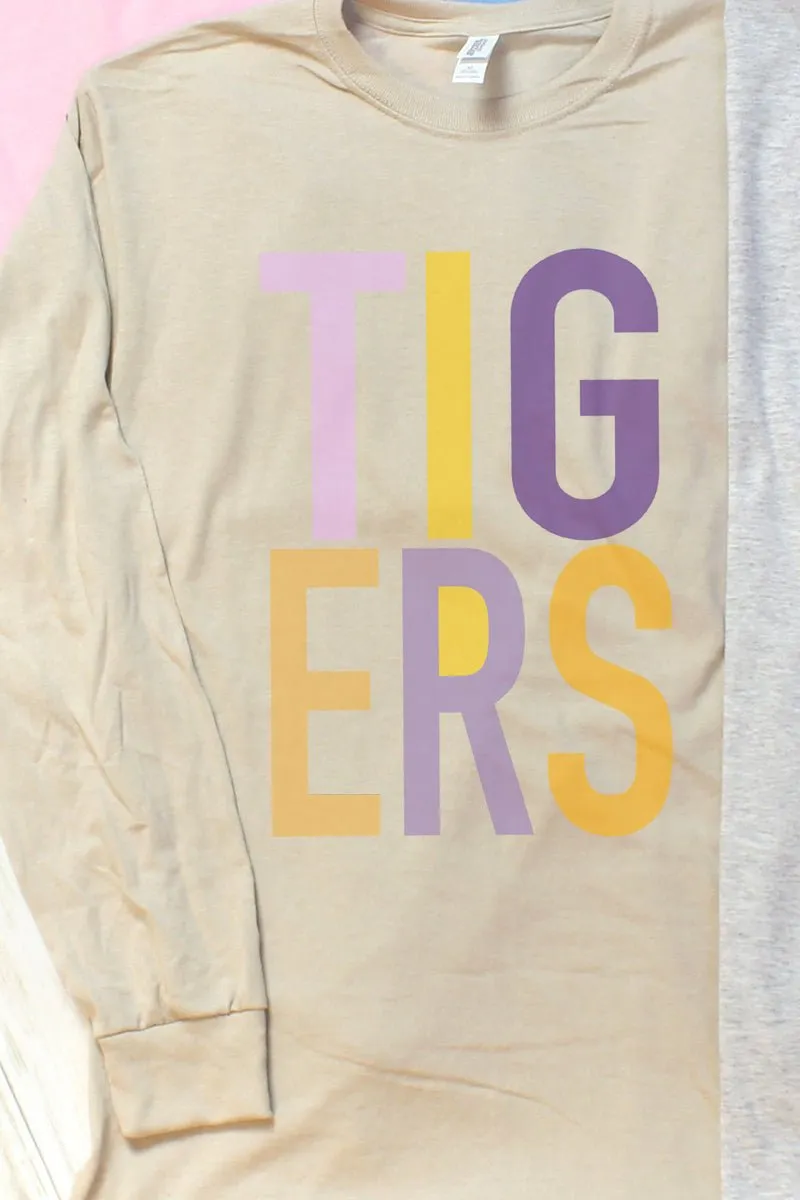 Colorblock Purple Tigers Unisex Dri-Power Long-Sleeve 50/50 Tee