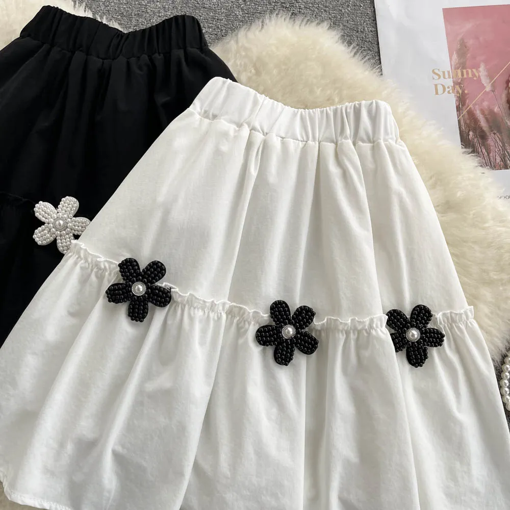 Cute A line flower skirt     S435