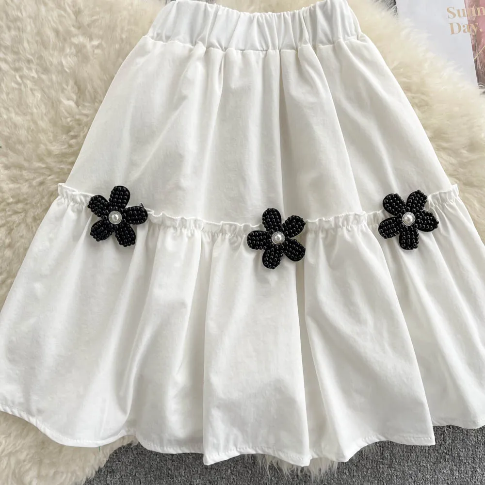 Cute A line flower skirt     S435