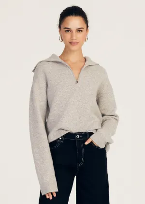 Derek Lam 10 Crosby - Samuel Reversible Quarter Zip Sweater in Light Grey