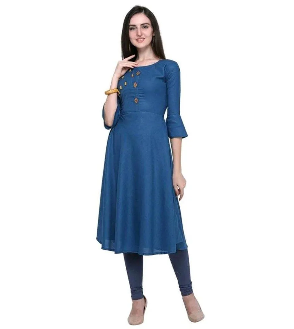 Designer Mart Blue Cotton Kurti