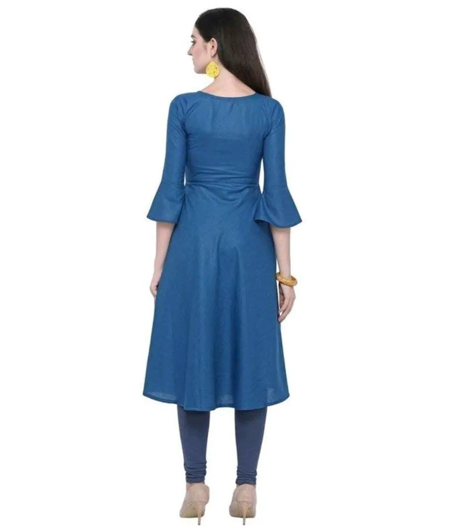 Designer Mart Blue Cotton Kurti