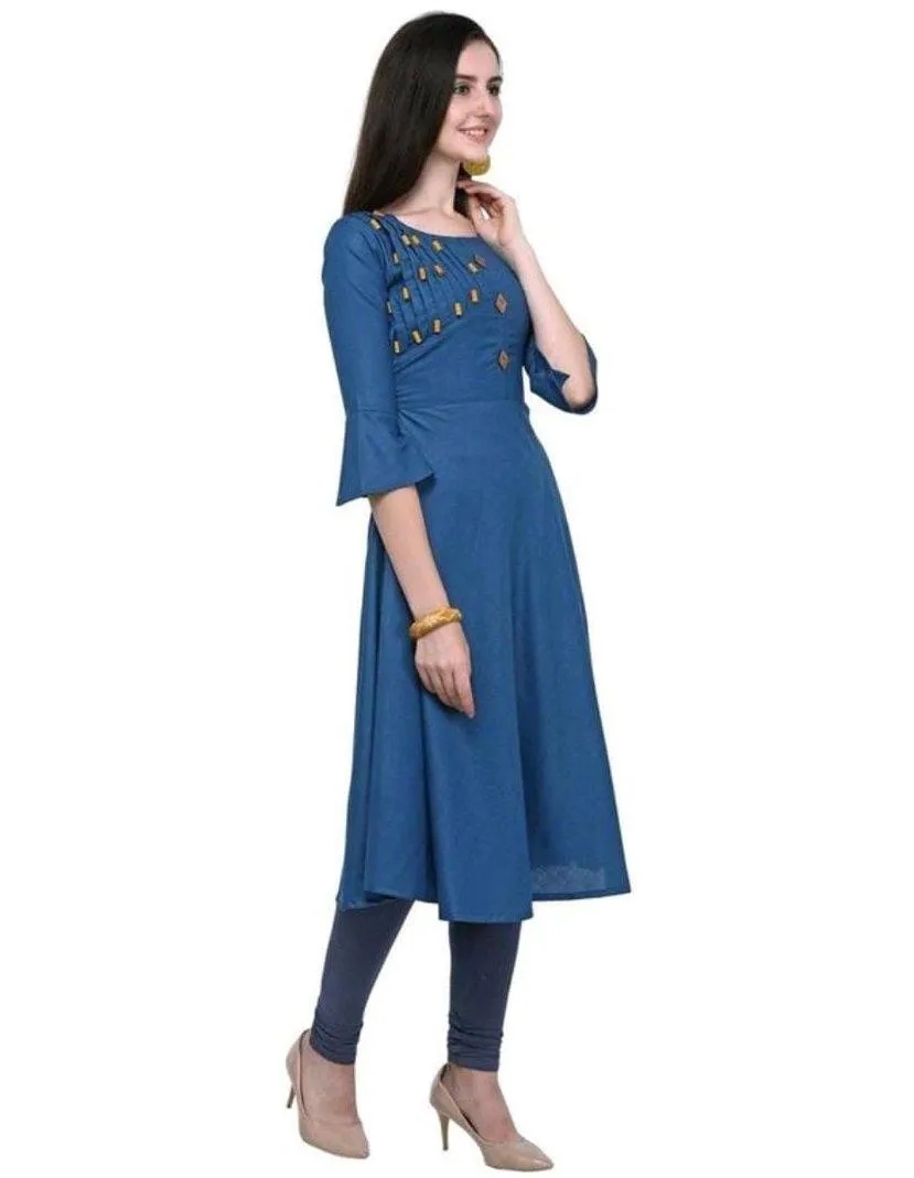 Designer Mart Blue Cotton Kurti