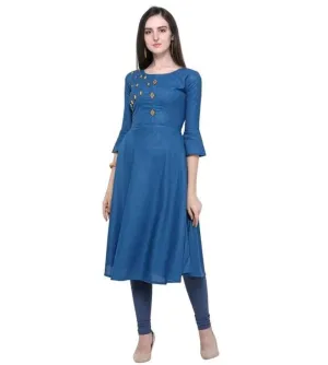 Designer Mart Blue Cotton Kurti