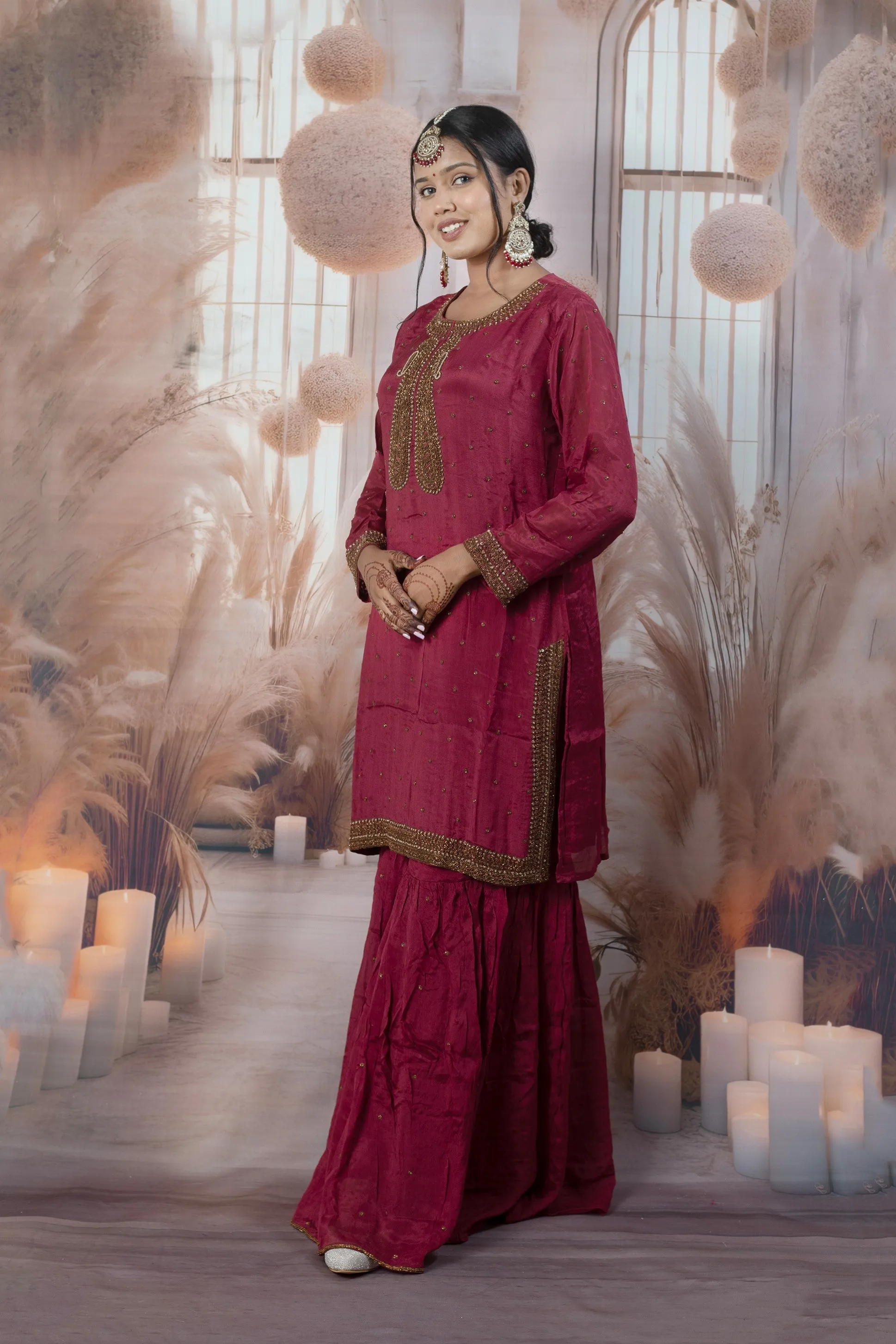 Elegant Maroon Color Ladies Suits