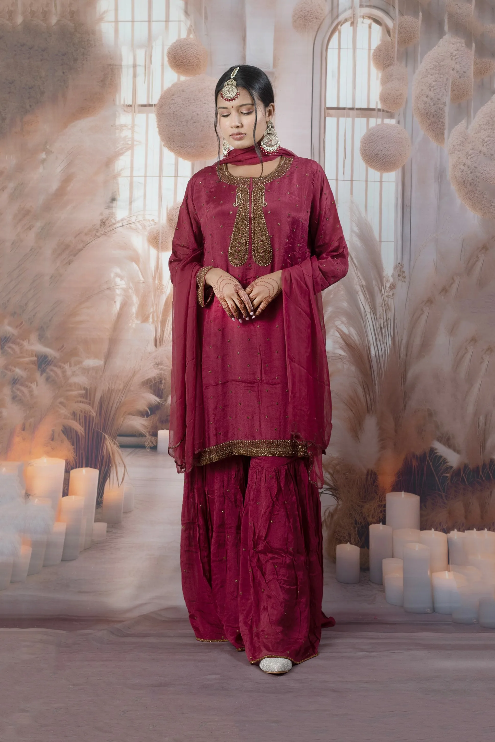 Elegant Maroon Color Ladies Suits