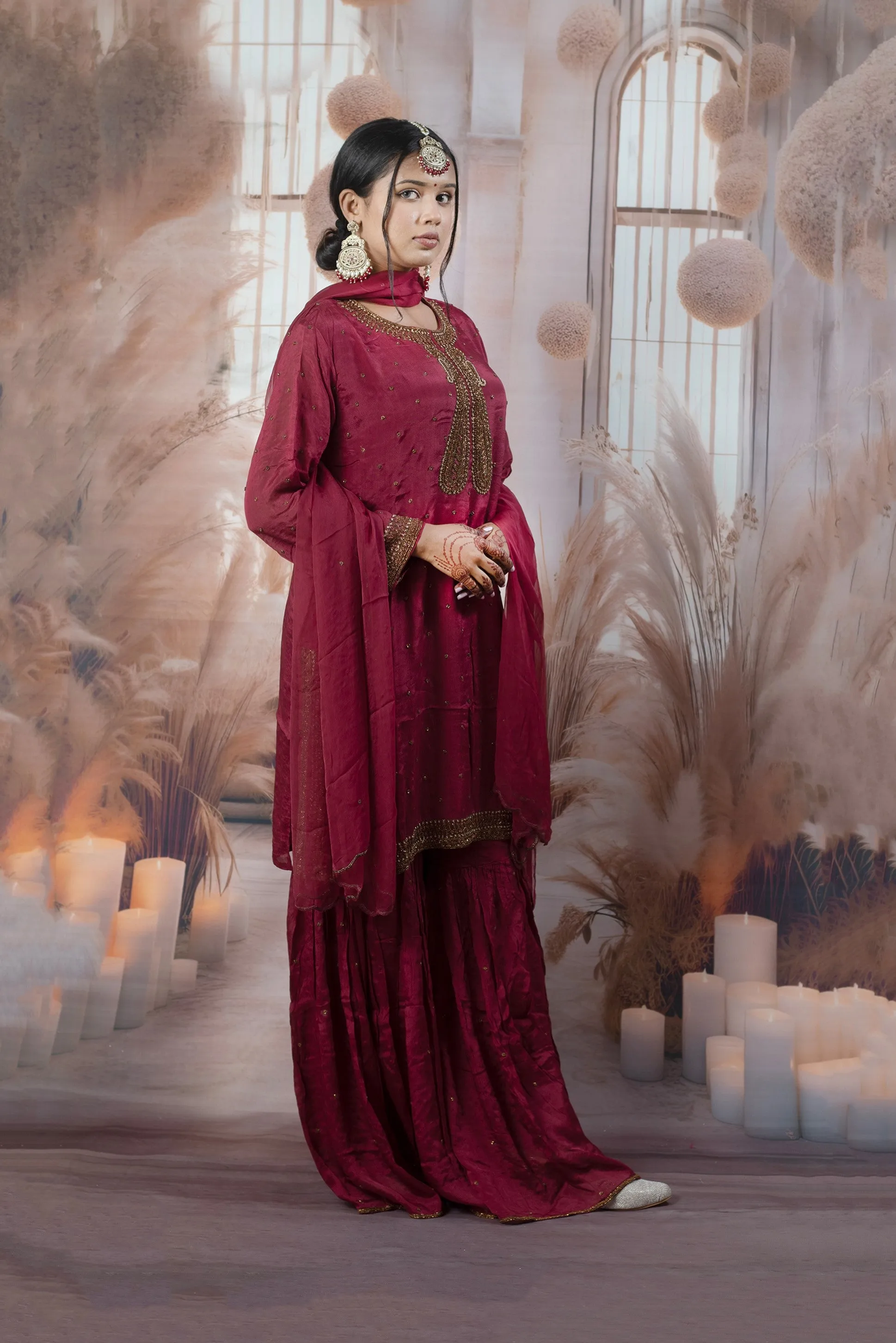 Elegant Maroon Color Ladies Suits