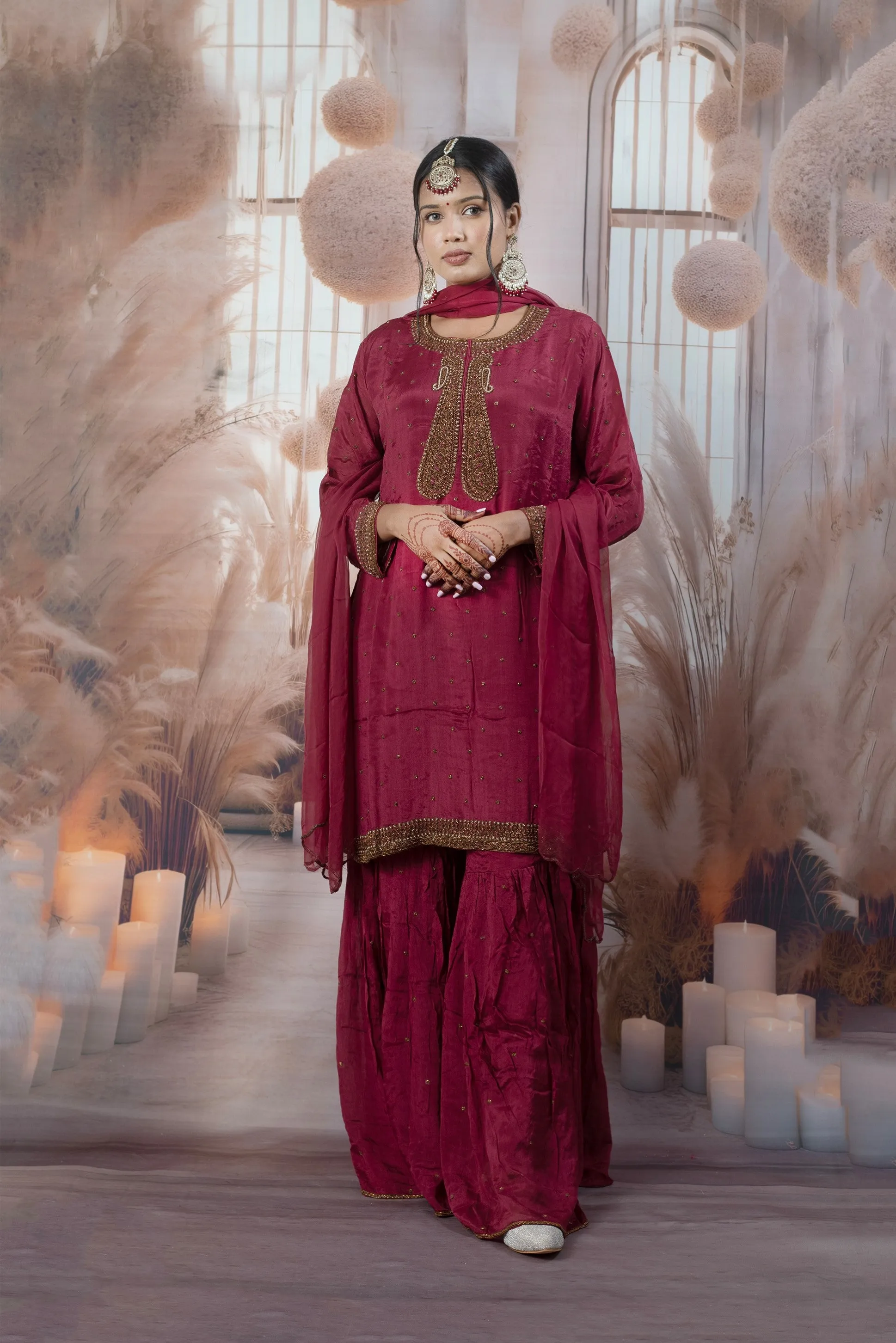 Elegant Maroon Color Ladies Suits