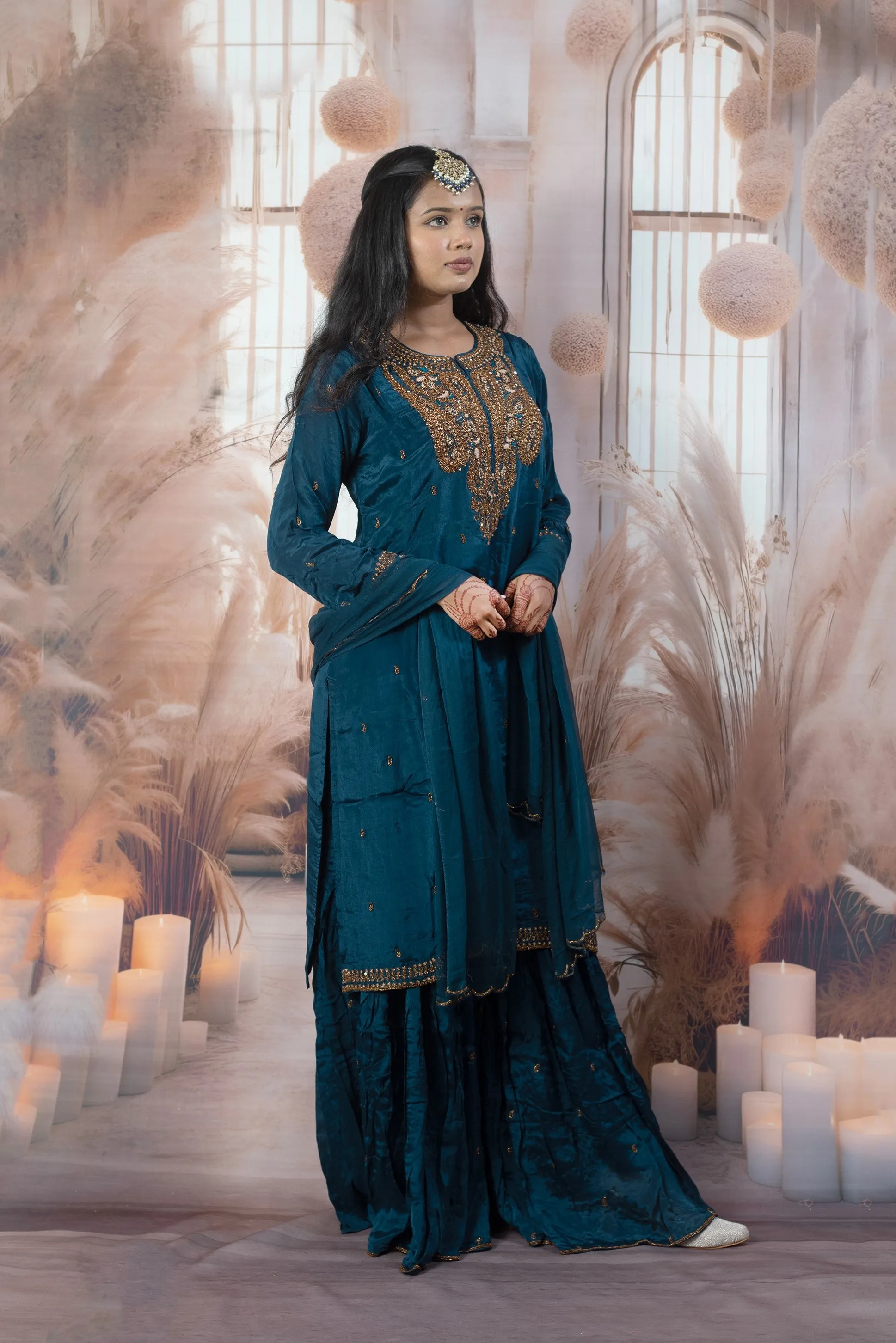 Elegant Navy Blue Color Ladies Suits