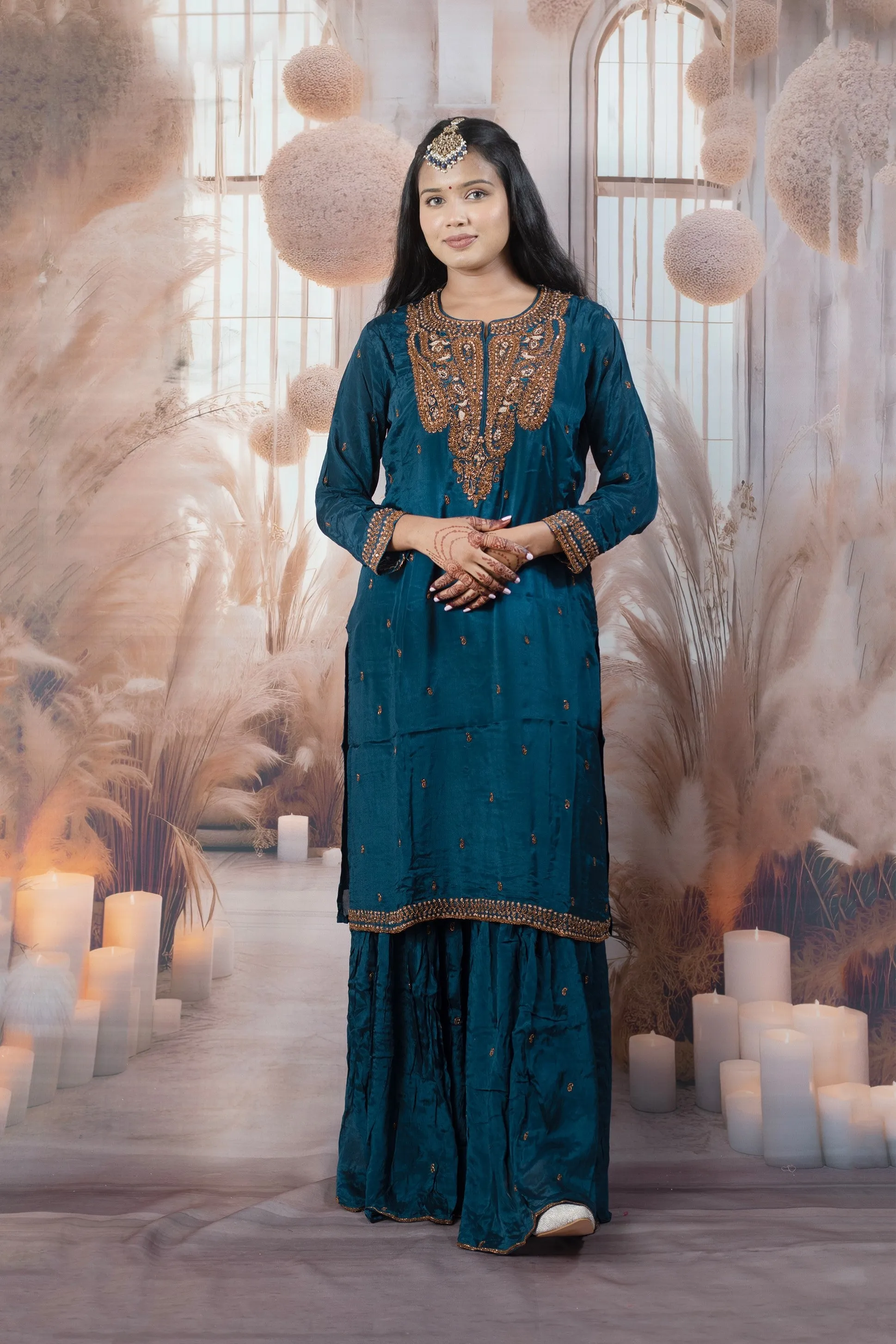 Elegant Navy Blue Color Ladies Suits