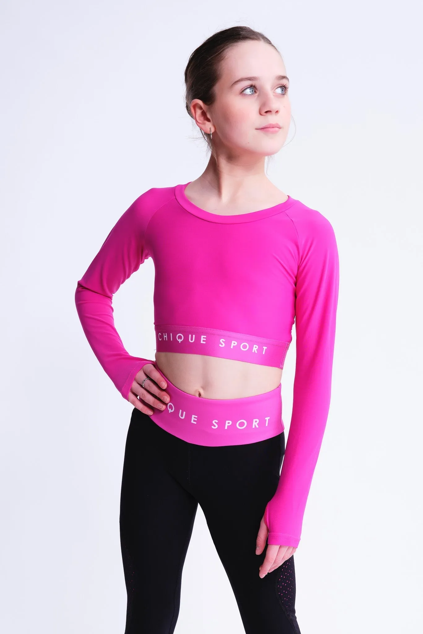 Empower Long-Sleeve Crop in Fuchsia