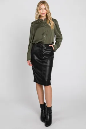 Faux Leather Midi Skirt