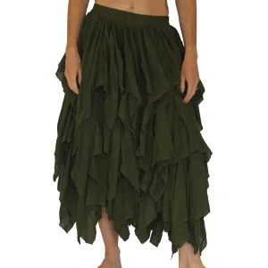 'Fay' Ragged Cut Fairy Skirt - Fern Green