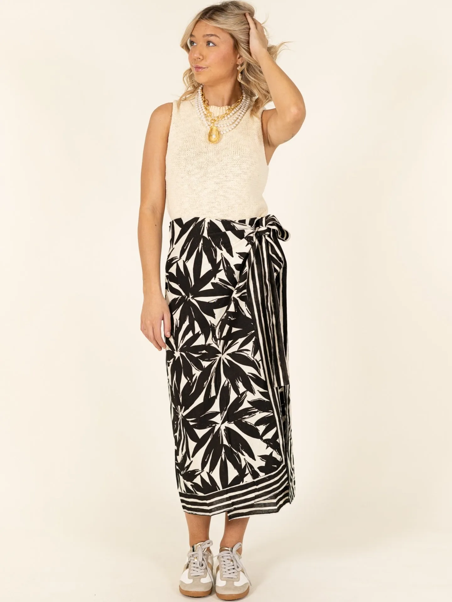 Floral Print Wrap Skirt