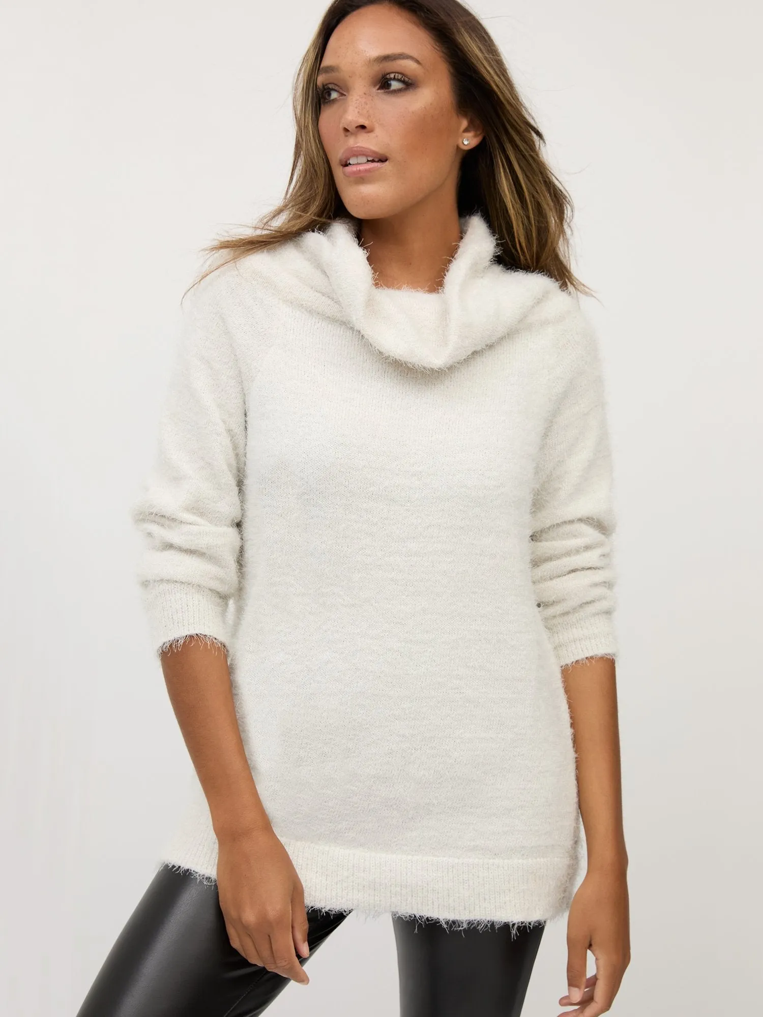 Fuzzy Off-The-Shoulder Pullover Sweater