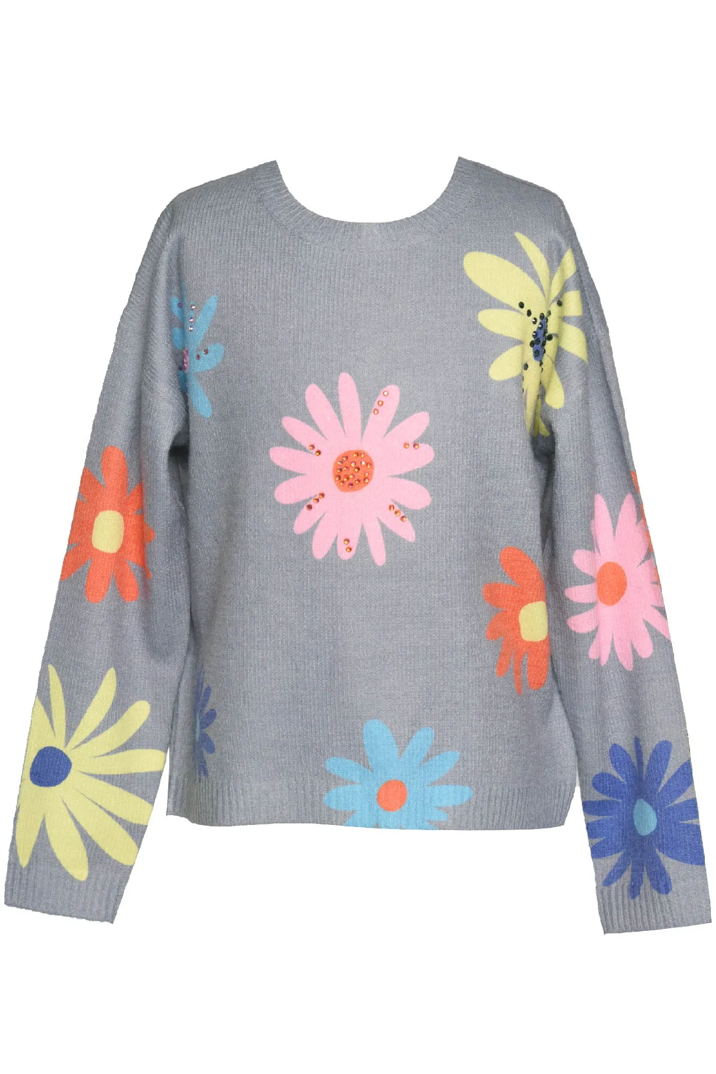 GBY All Over Flower Print Colorful Sweater