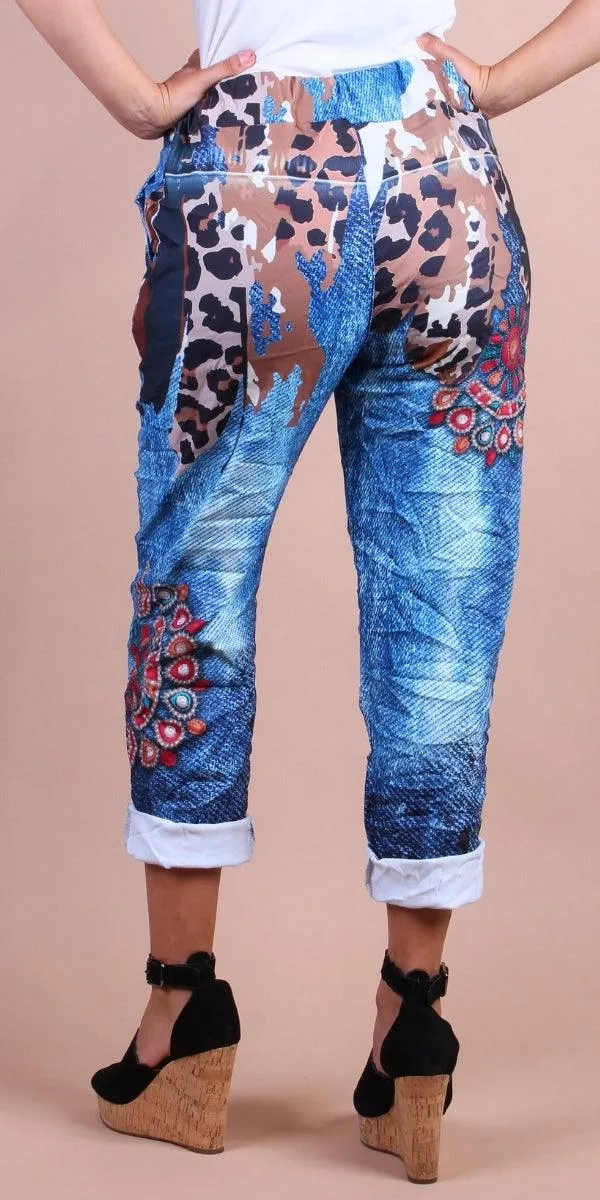 Geniviv Cheetah Folk Print Pant