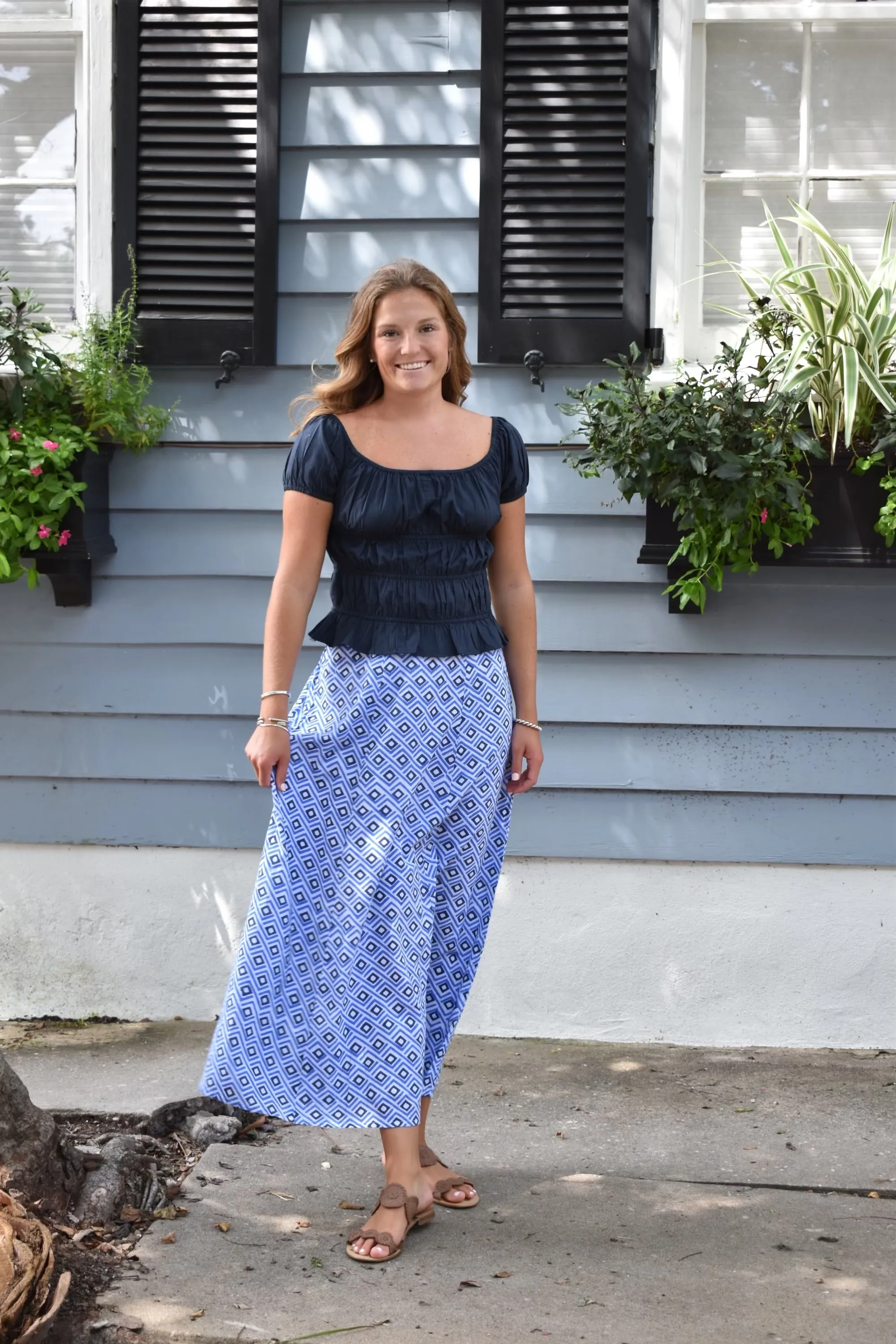 Hanley Midi Skirt Blue Diamond