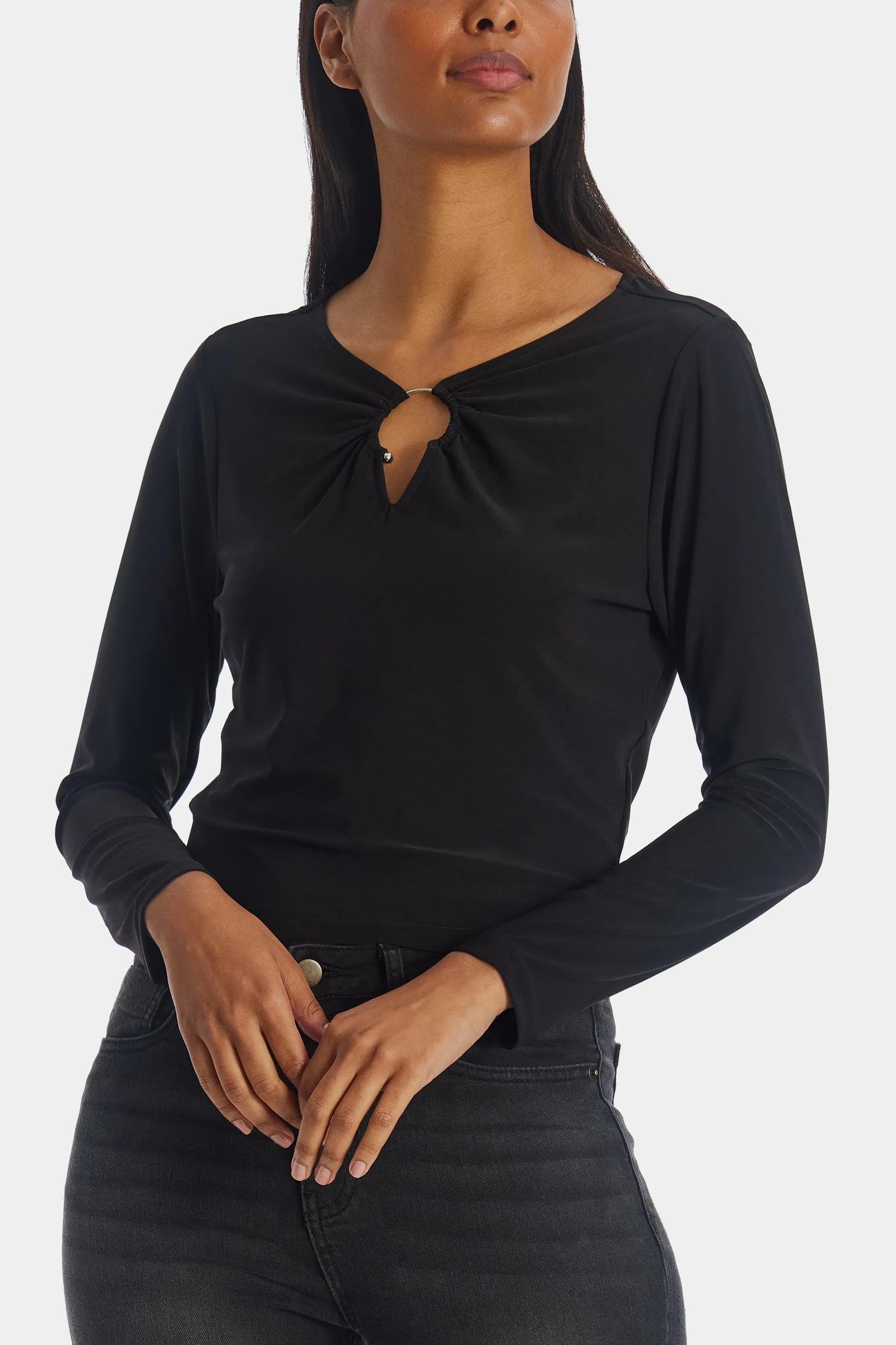 Hardware Keyhole Long Sleeve Top