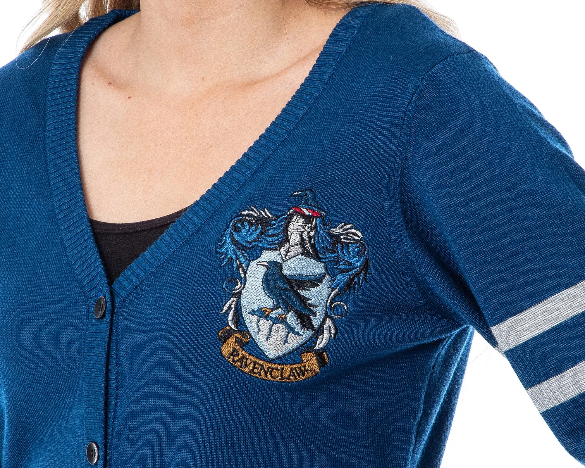 Harry Potter Womens Ravenclaw House Open Front Cardigan Juniors Knit Sweater