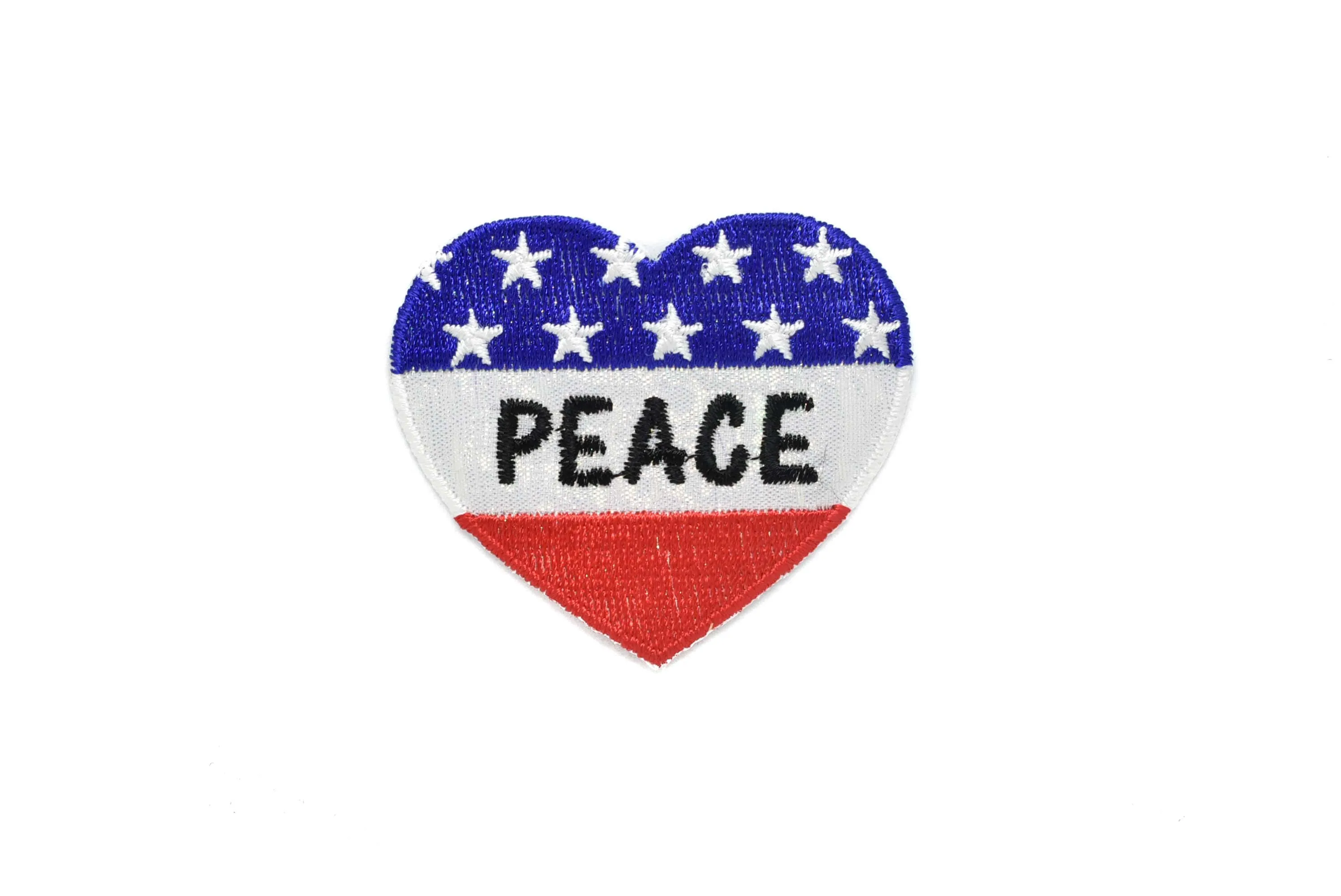 Heart-Shaped Patriotic Peace Iron-On Patch 2" x 2.25" - 1 Piece