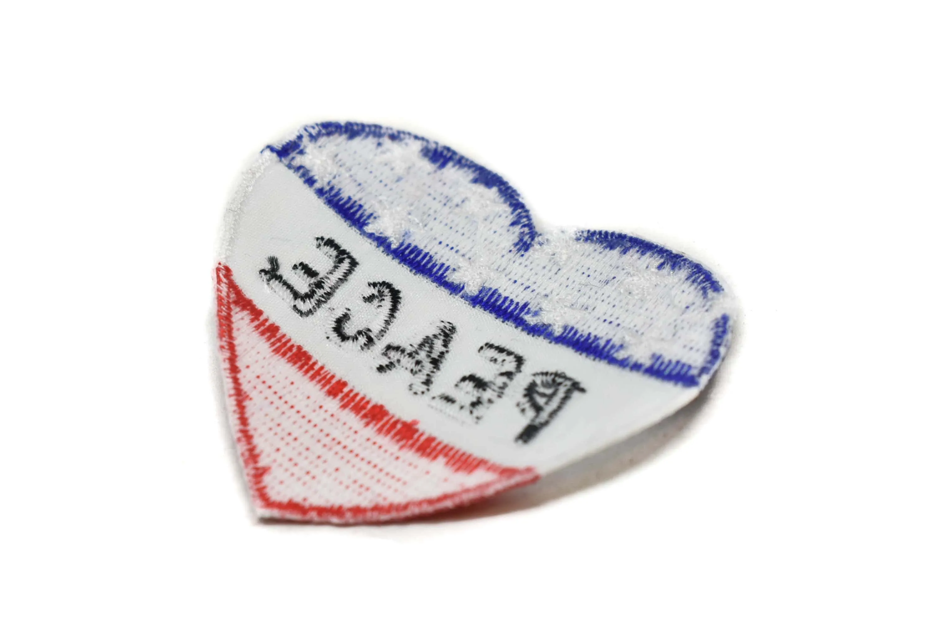 Heart-Shaped Patriotic Peace Iron-On Patch 2" x 2.25" - 1 Piece