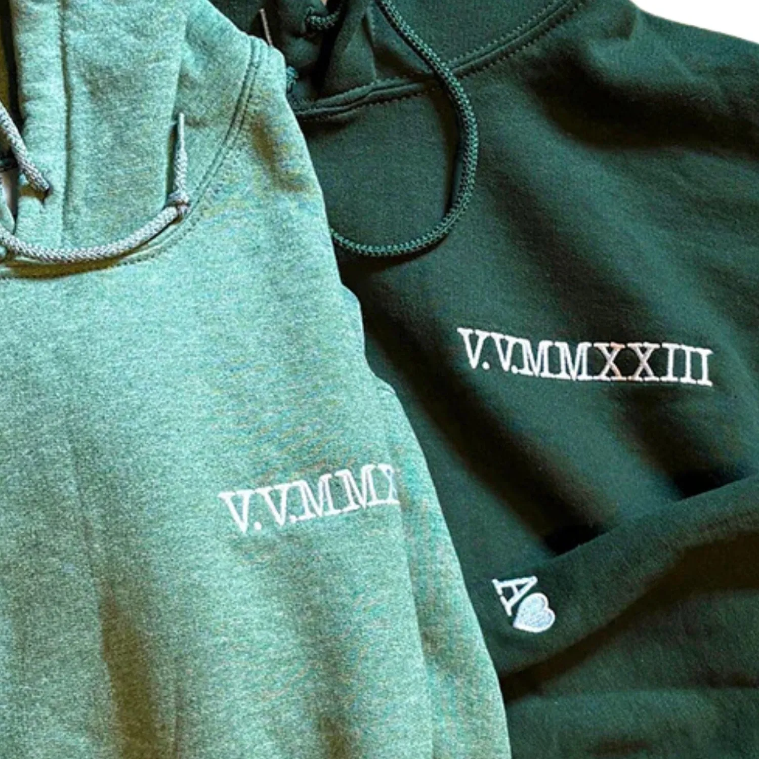 His and Hers Matching Hoodies Gift, Custom Embroidered Roman Numeral Sweatshirt, Hoodie Gift