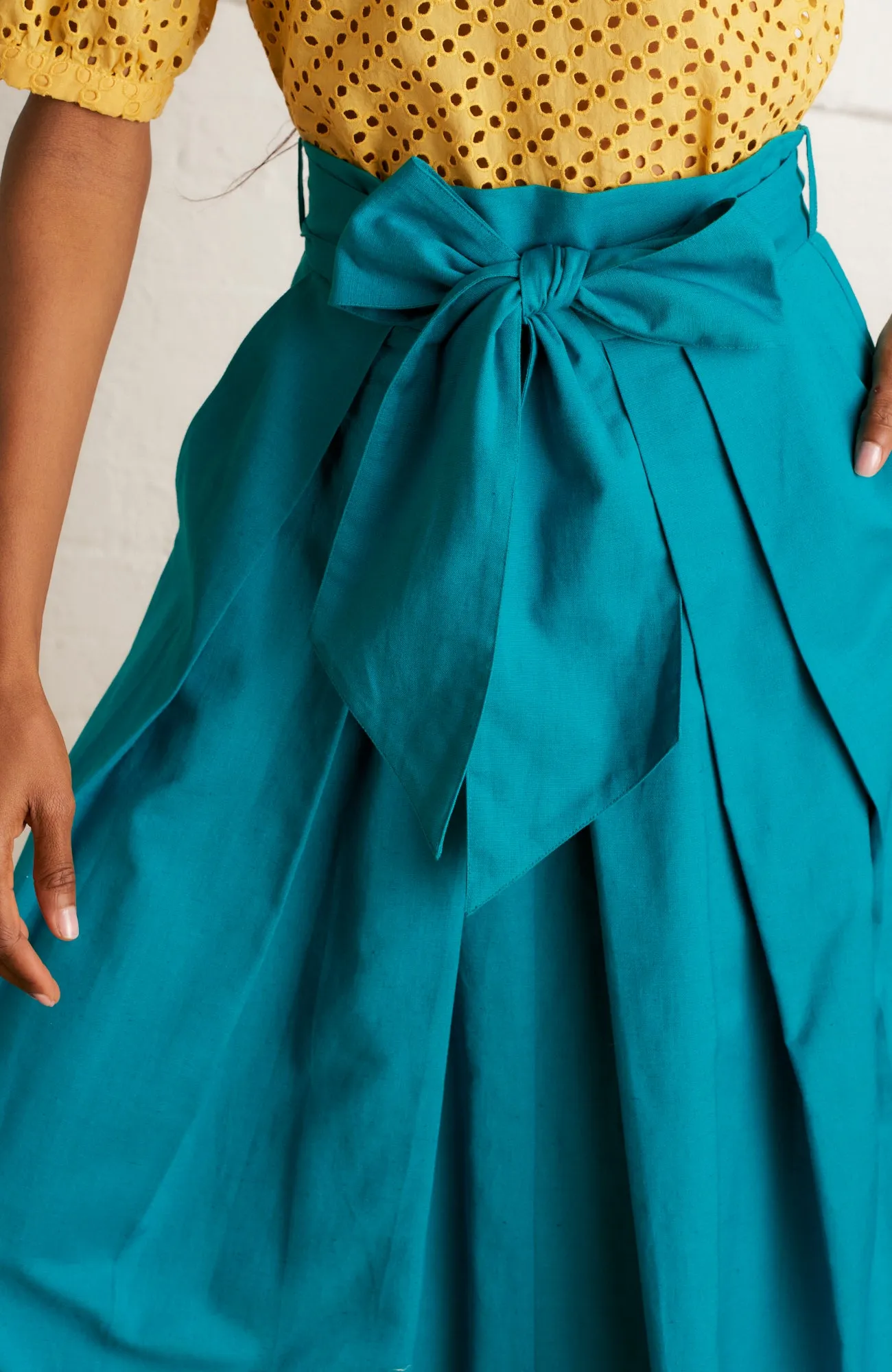 Jemima Cotton Linen Teal Skirt